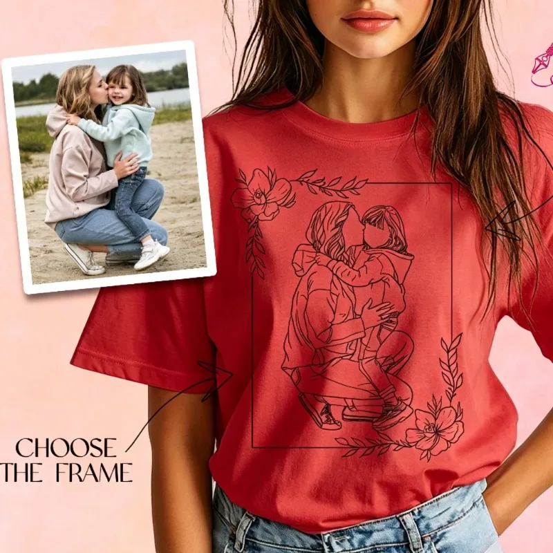 Custom photo T‑Shirt for kids tshirts daddy mommy kids Personalized picture clothing amily Tee Customized Family Gift T shirt