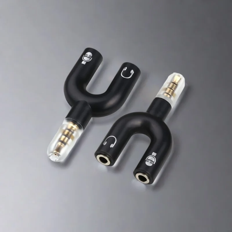 1/2/3pcs U Type Adapter Dual 3.5 MM Headphone Plug Audio Cables Splitter Microphone 2 In 1 Swivel Connector Audio Converter
