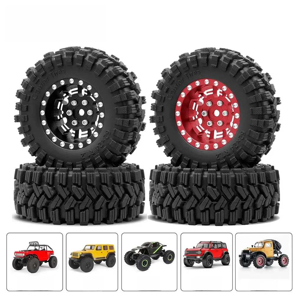 Ogrc 1,2 Zoll Beadlock Rad Felge und Reifen Set 62*24mm klebrige Reifen für trx4m scx24 fcx24 ax24
