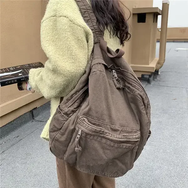 Plecak Vintage nowa wiosna lato styl Preppy bawełna Unisex miękka zamek na co dzień o dużej pojemności Bookbag strefy Euro styl amerykański — zdjęcie 2