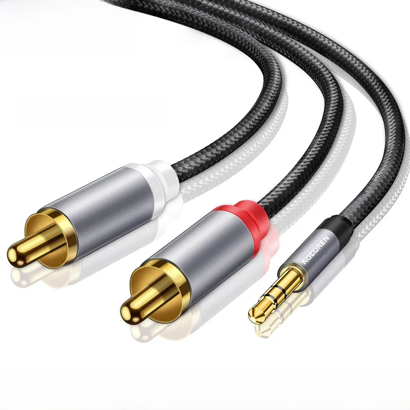 Rocoren-Câble RCA 3.5mm vers 2RCA Splitter, Jack 3.5 vers 2 RCA, Fil Audio Mâle pour Amplificateurs HiFi Stéréo Home Cinéma Haut-Parleur