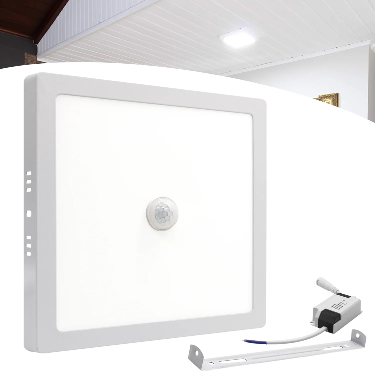 Plafon Led Panel With Sensor 18W Overboard Cold Light Square