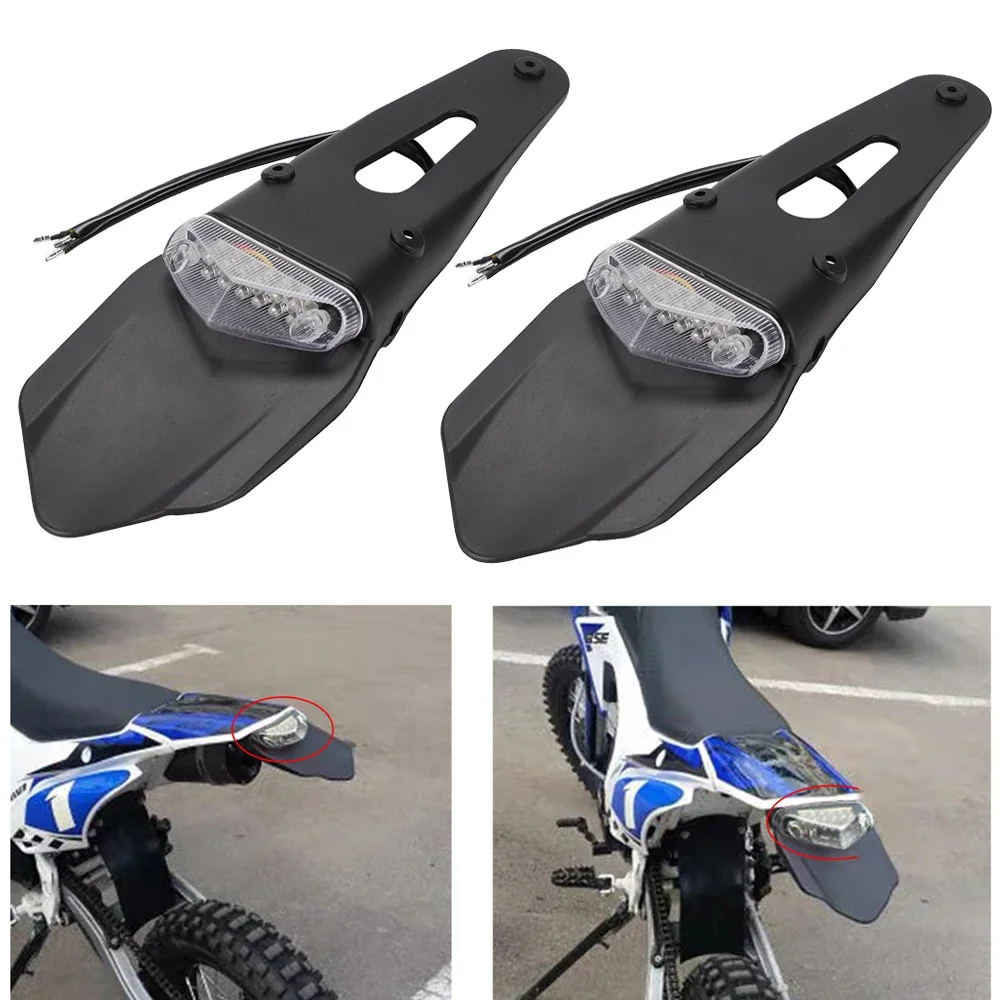 AliExpress Motorcycle Rear Fender Tail Light Dirt Bike 12V LED Taillight Brake Stop License Plate Lamp For