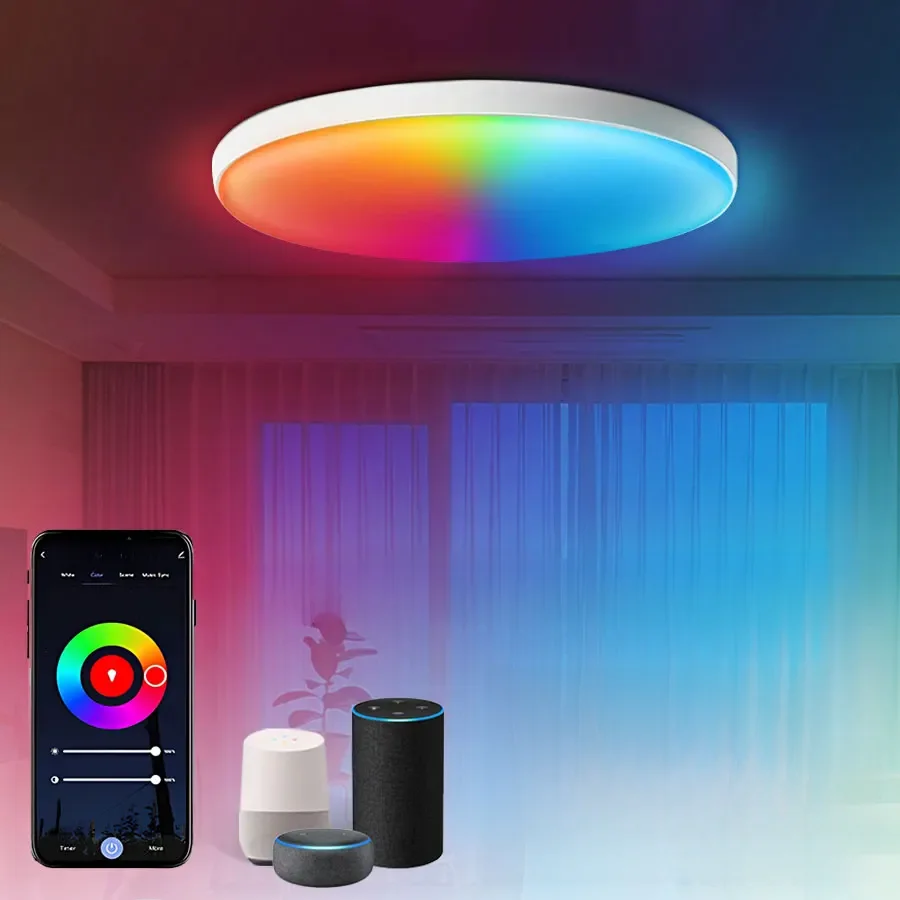 Tuya Smart WiFi Decke Licht 24W 220V RGB Kreisförmige Umgebungs Lampe APP Steuerung Arbeit Mit Alexa Google hause Für Schlafzimmer Wohnkultur