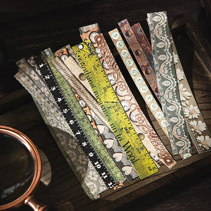 Mr. Paper 25pcs Vintage Paper Fragments Series Retro Strip Stickers Nostalgic Text Journal & Diary Background Borders & Collage