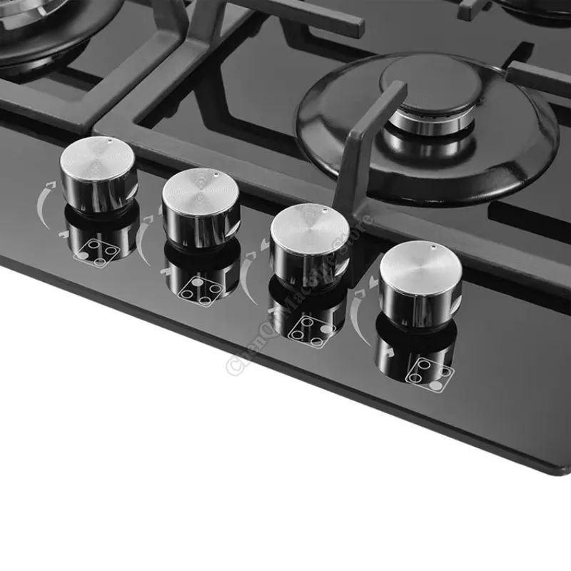 موقد غاز 4 شعلات منزلية تجارية موقد غاز من الفولاذ المقاوم للصدأ موقد غاز موقد غاز موقد من الزجاج المقسى