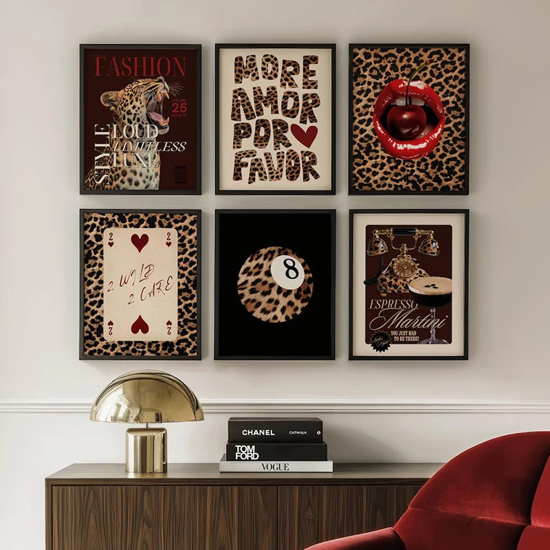 Retro Leopard Cheetah Canvas Prints Poster Funky Chic Art Prints Bedroom Apartment Wall Art Home Decor Art Poster