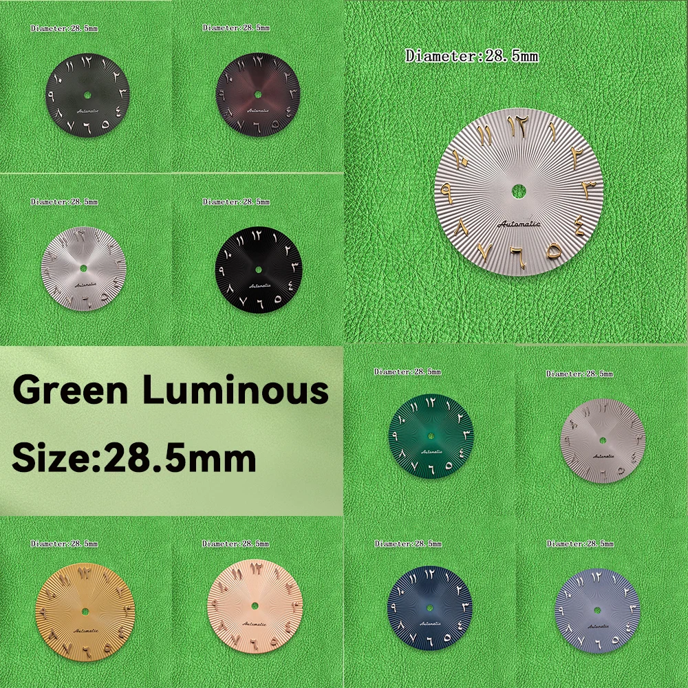 28.5mm S Logo Dial Arab Gradient NH35 Dial Vertical Lines Dial Fit NH35/NH36 Movement Watch Modification Accessories