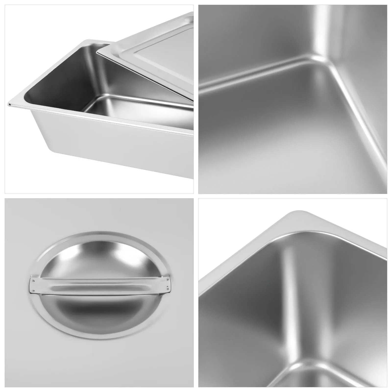 4er-Pack Hotelpfanne 5,9-Zoll-Tiefdampftischpfanne mit Deckel 21,26" L x 12,6" B Hotelpfannen Edelstahlpfannen Restaurant