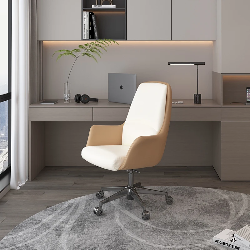 Luxury style Office Chair with Steel Feet Adjustable Height  Swivel Boss Chair for Home Or Office Use Spacious seats