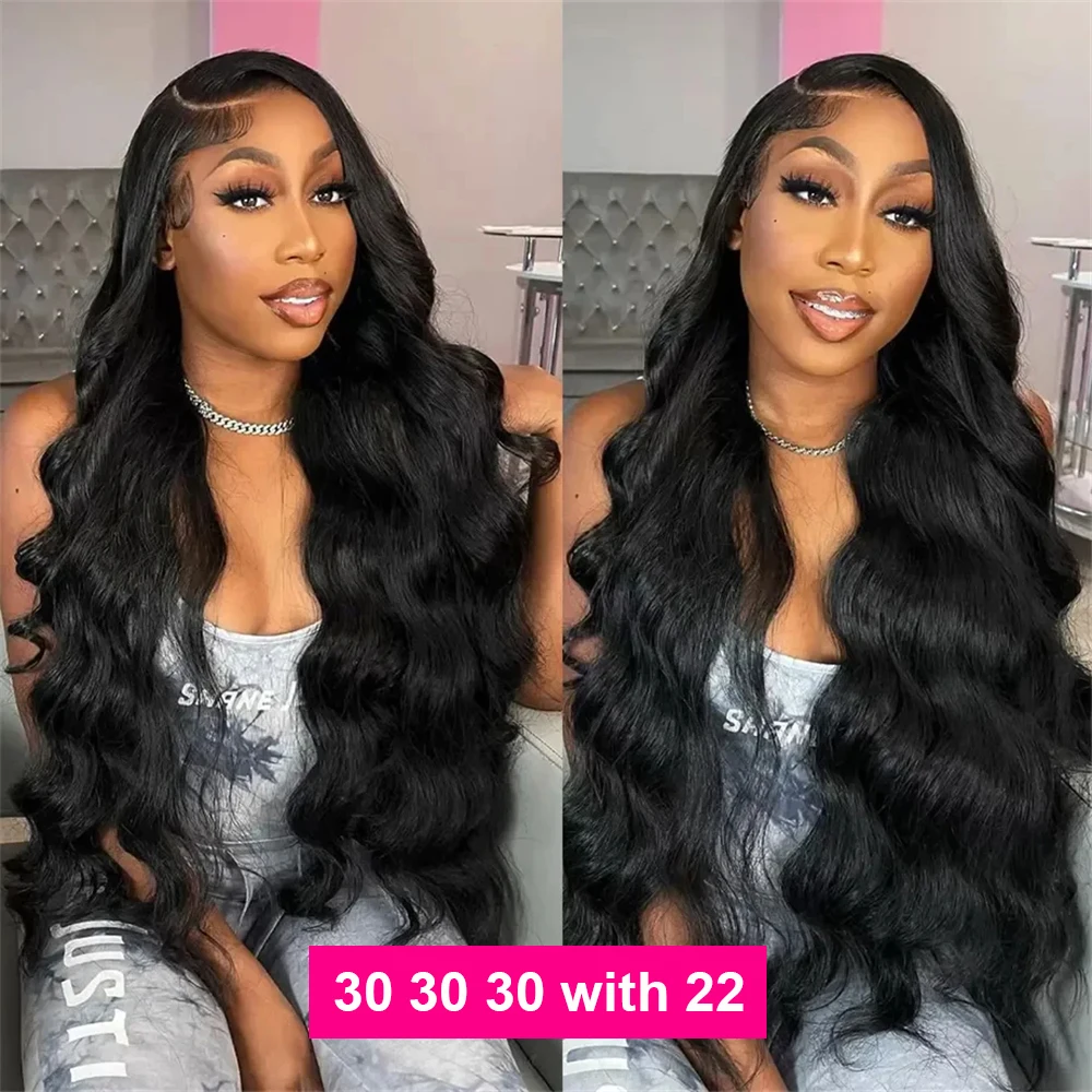 Sluiting Met Bundels 100% Menselijk Haar Body Wave Extensions Frontale 13X4 Kanten Sluiting Peruaans Haar Dik En Glad Zwart Kleur