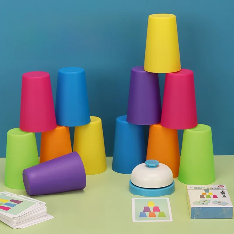 Jouets d'entraînement de vitesse pour enfants, tasse empilable, jeu de Table de combat, jeu de fête en famille, Cognition des couleurs, entraînement logique, jeu classique