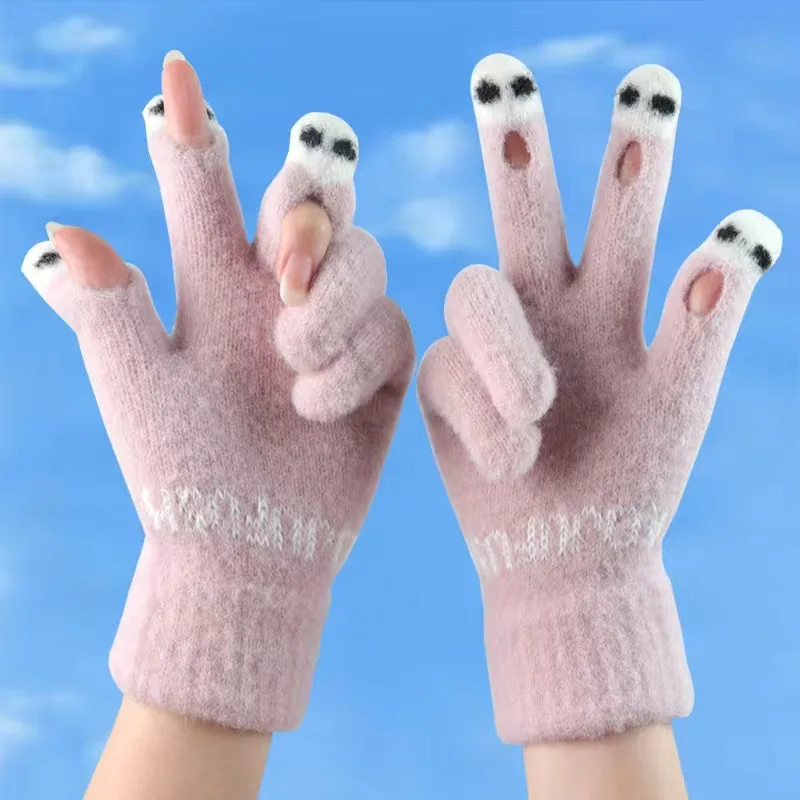 Women Men Warm Winter Touch Screen Gloves Stretch Knit Mittens Wool Full Finger Guantes Female Crochet Glove