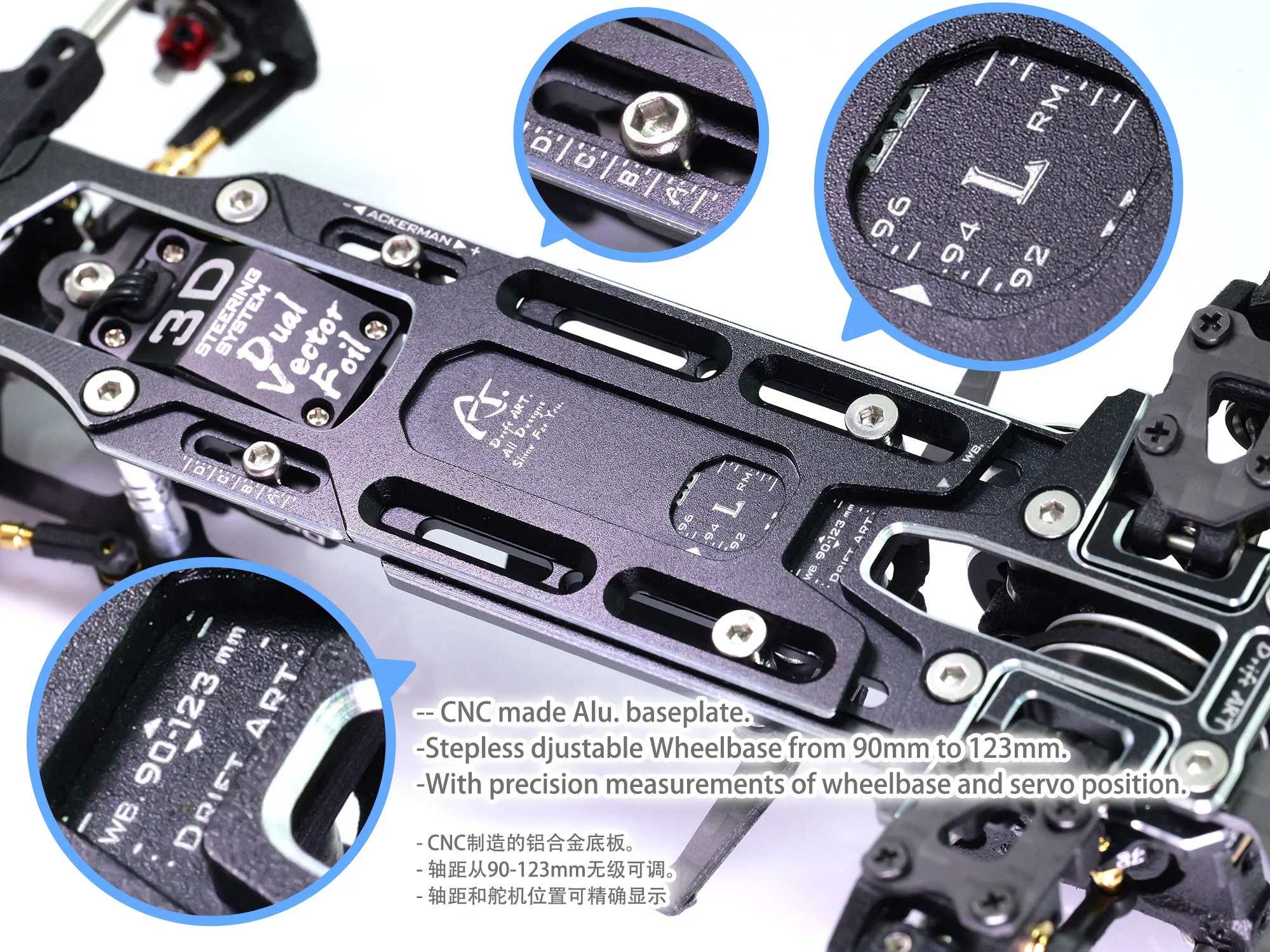 99140 DriftART4 1/24 1/28 Chasis ensamblado de fábrica Mini RWD Drift Chassis (sin electrónica)