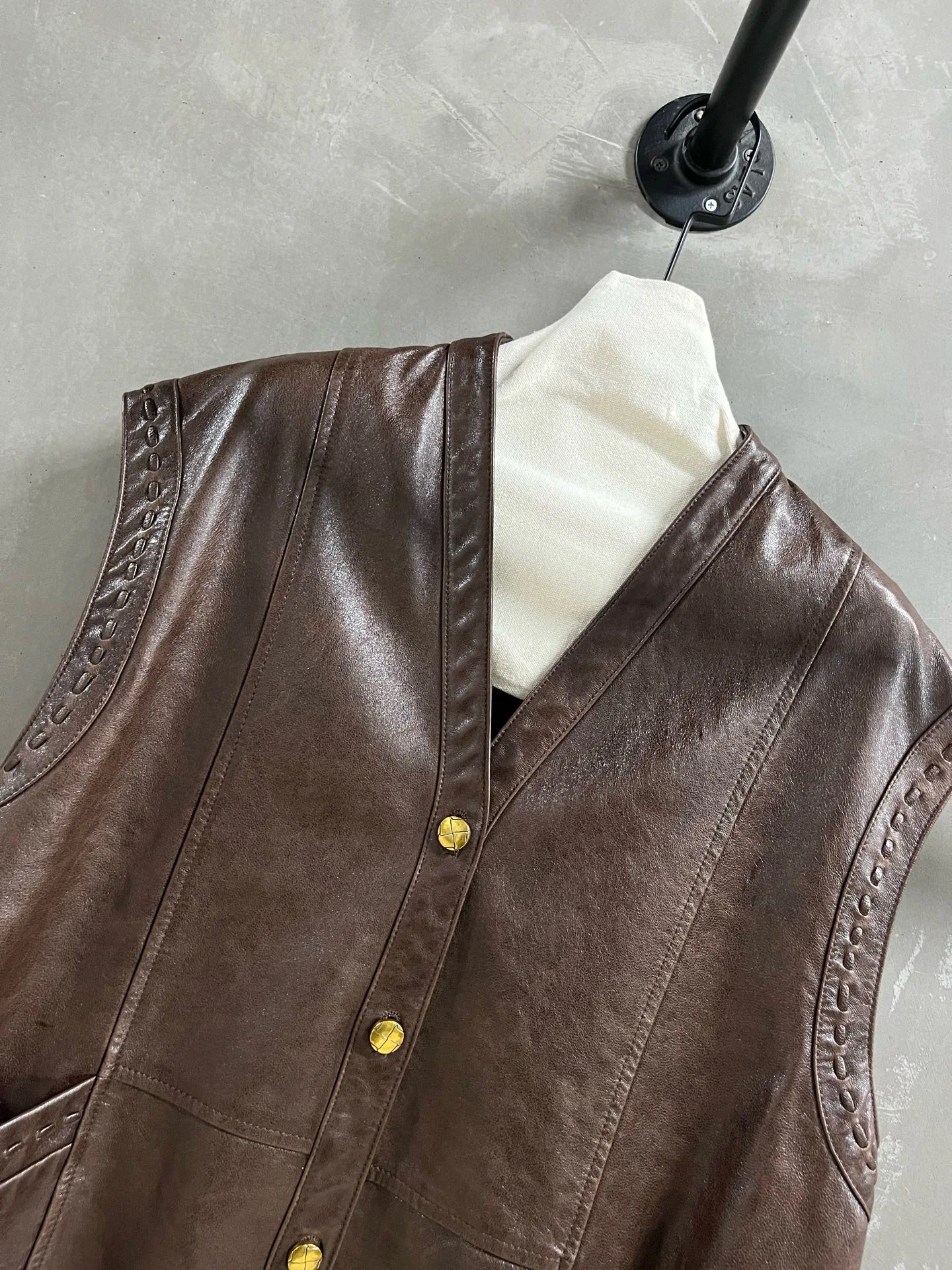 Autumn women's elegant minimal fashionable genuine leather sheepskin vest