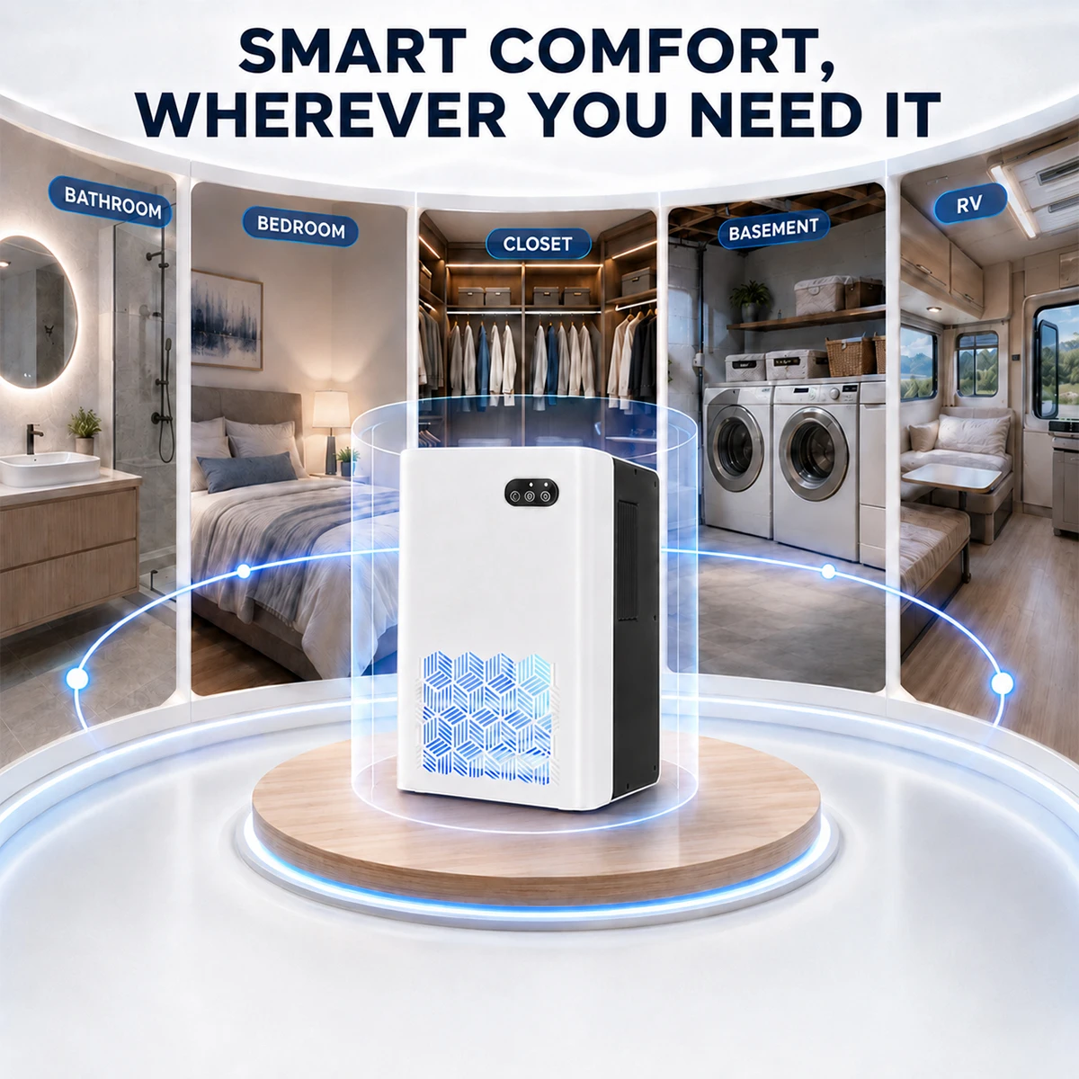 Portable Electric Dehumidifier for Home, Quiet Household Moisture Absorber Damp Remover with Auto Shut Off, Dehumidifier for Bedroom Bathroom Closet Wardrobe