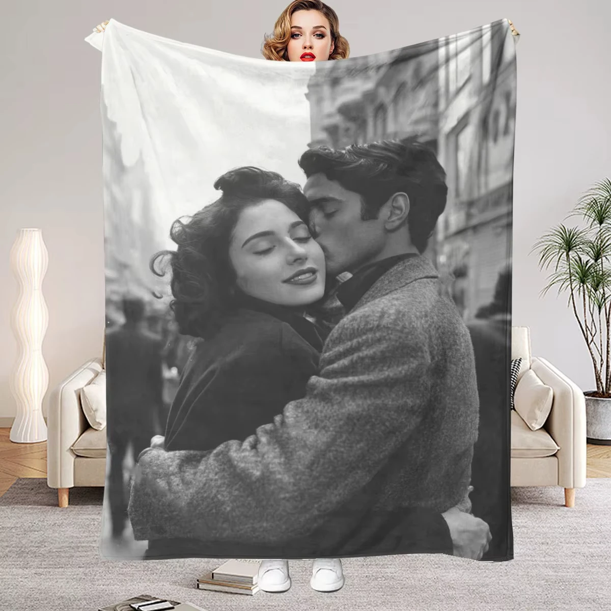 1 Pc of Custom DIY Personalized Photo Blanket for Your Loved One - Flannel Blanket with Personalized Photo, Soft and Warm