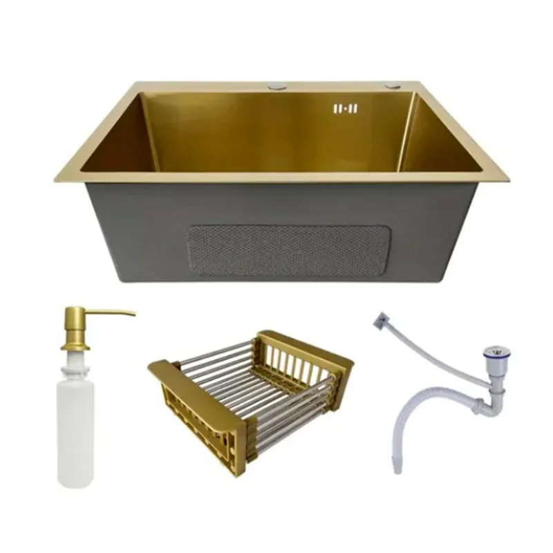 Cuba Sink Gold Sink Square Gourmet Kitchen With Accessories 60x45 Brinovar