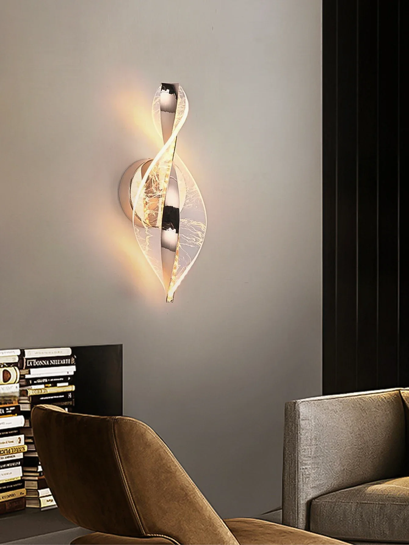 1 Stück/2 Stück goldene Schneeflocke, bewölkte Acryl-Wandleuchte für Wohnzimmer, Schlafzimmer-Heimdekoration, moderne LED-Nachttisch-Wandleuchte