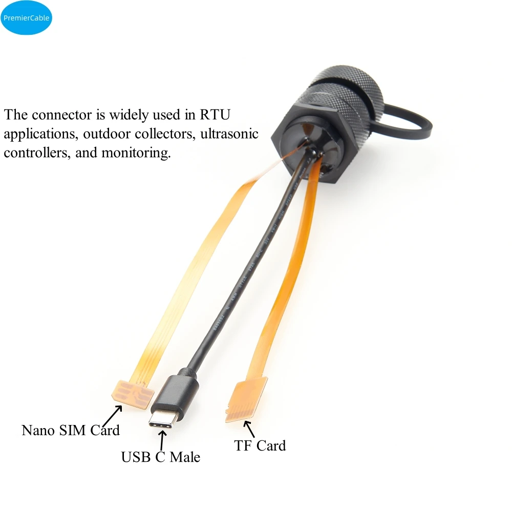 Imagem -03 - Impermeável Usb tipo c Conector para Gabinete Chassis Case Envelope Cabo ao ar Livre Nano Cartão Sim tf Cartão Ip67