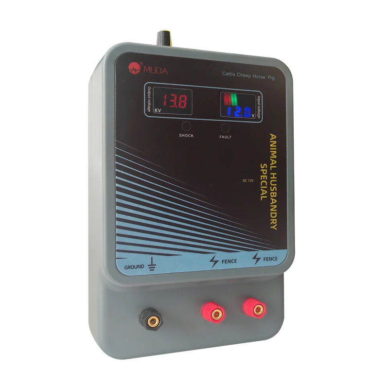 20KM Electric Fence Charger Energizer,Input 12V Output 12KV, with Display Alarm and Remote Elephant Camel and Livestock