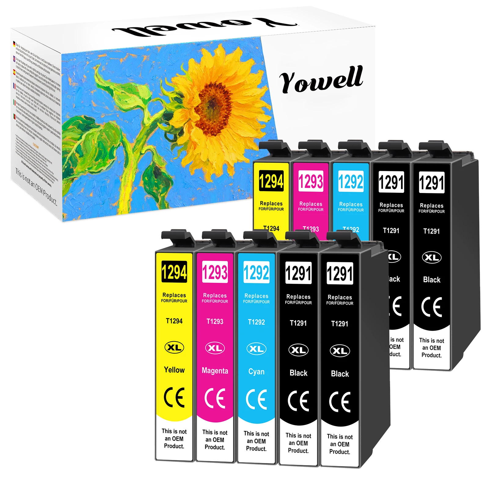 Yowell T129X T1291 T1292 T1293 T1294 Kompatible Tintenpatronen, kompatibel mit WF-3010DW, WF-3520DWF, WF-3530DTWF, B42WD – Detail 1