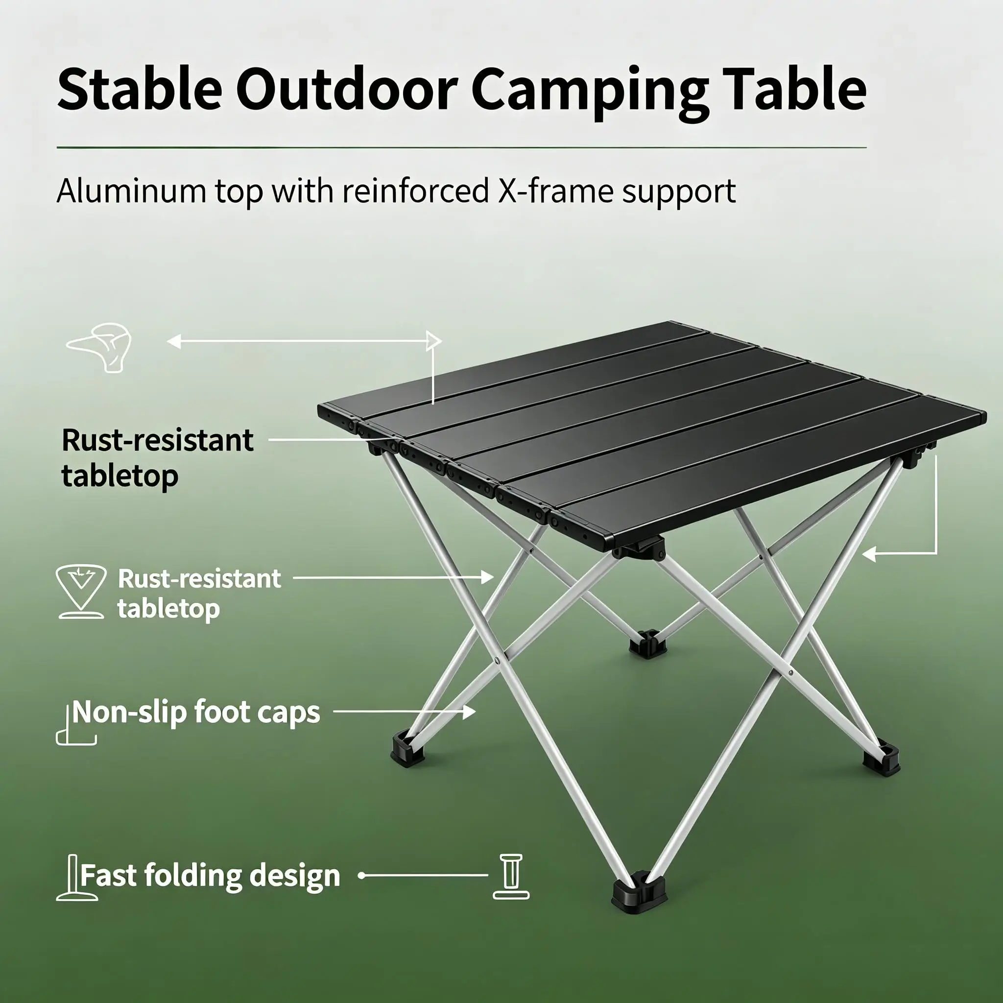 Obrázek 6: Přenosné skládací kemping stůl, aluminium slitina rolovat nahoře piknik stůl, lehoučké outdoorové skládací psací stůl pro cestovní, pláž, rybaření, BBQ s nést brašna