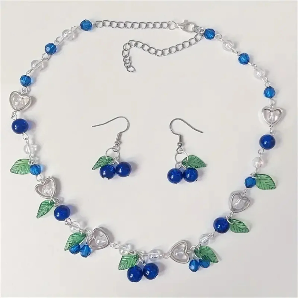 Conjunto de joyería bohemia de frutas y arándanos, pendientes colgantes, collar de clavícula, accesorios temáticos de bayas de moda para mujer