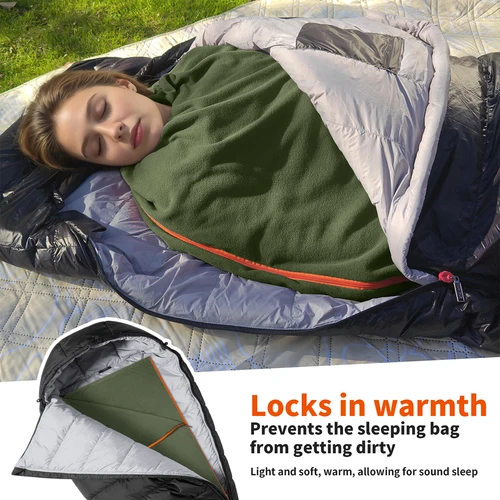 Imagen 2 del producto MAPLEAF-saco de dormir de lana con forro, sábanas de viaje Polares ultraligeras para invierno, manta cálida para acampar, tienda de campaña para clima frío, saco de dormir para cama
