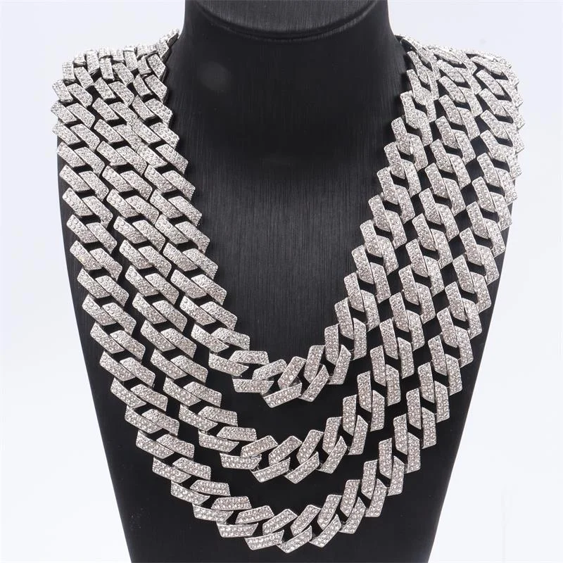 

Fashion 12MM Miami Cuban Link Chain Iced Out Cubic Zircon Pendant Necklace Hip Hop Prom Party Jewelry Charm Gifts For Him Her