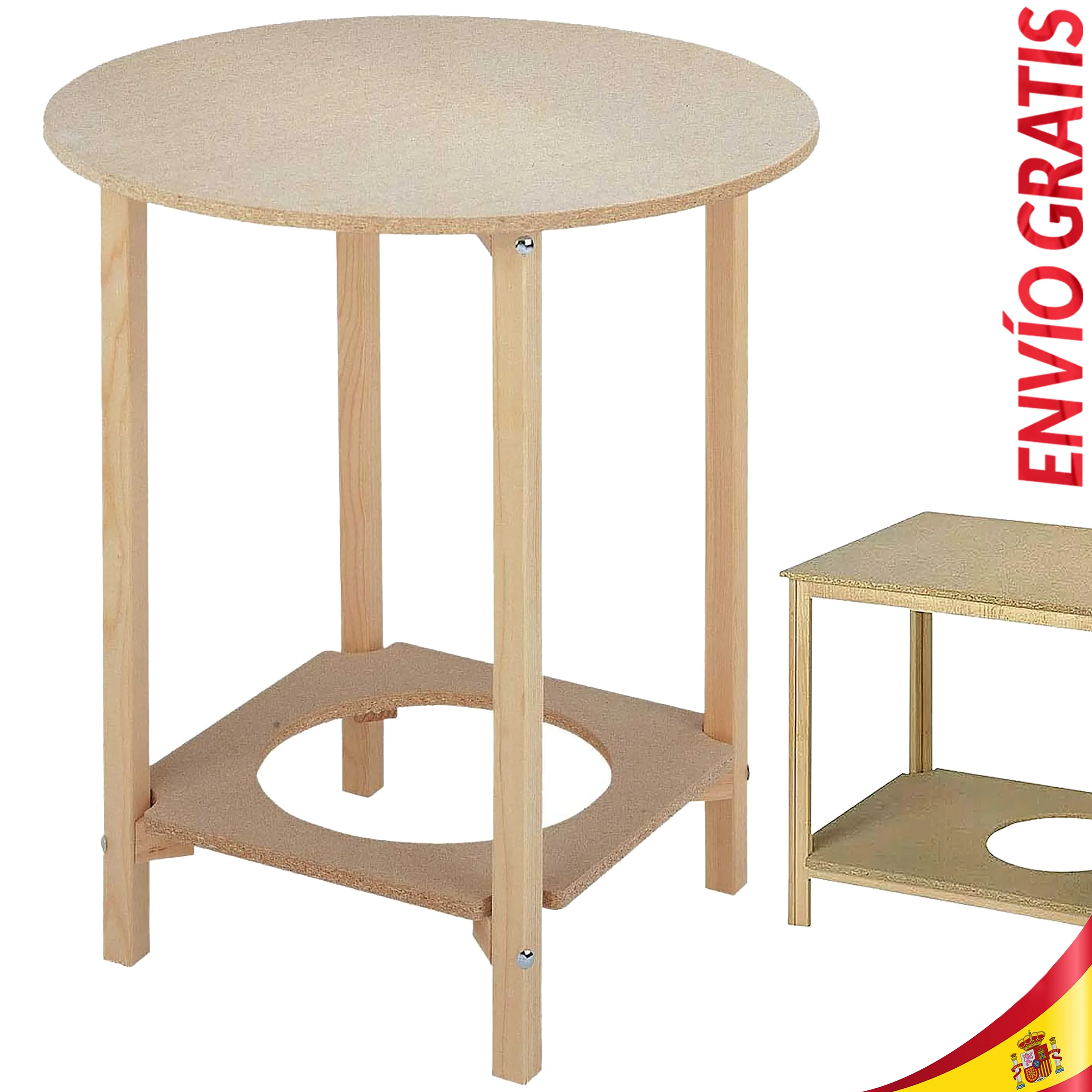 Round or Rectangular pine Gazte Table 60cm 90cm 100cm 100x60cm 120x70cm high quality wood chipboard and Natural with hole for Brazier simple and immediate mount special winter