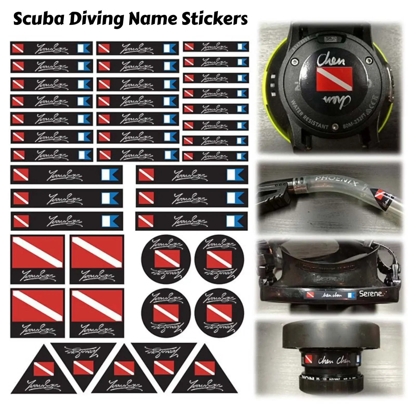 

Наклейки с именами для подводного плавания, многофункциональные этикетки для классификации «сделай сам», записываемые для кемпинга, рыбалки, фотографии, каяка, подводного плавания