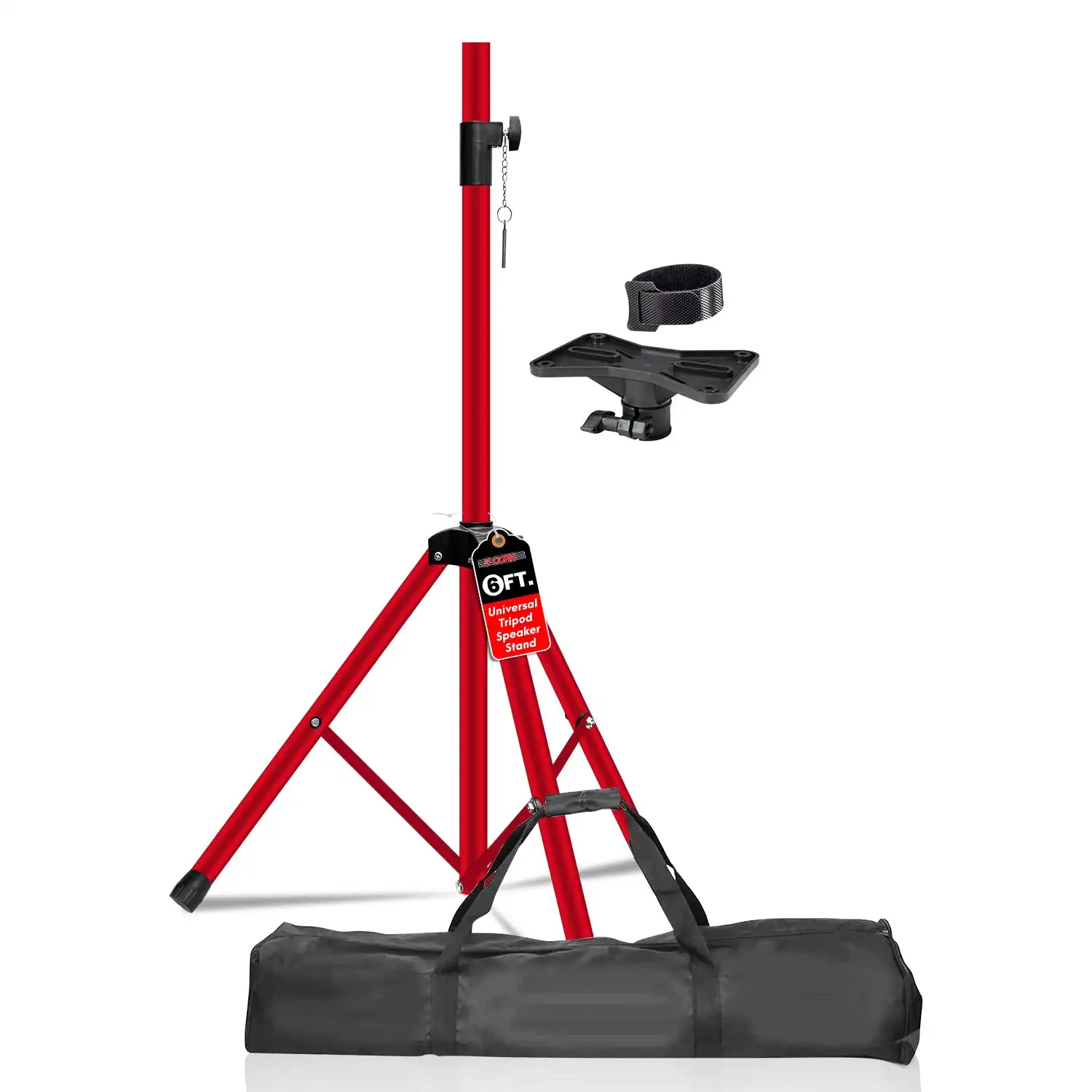 

5 Core Speaker Stand Tripod Tall Adjustable 72 Inch DJ Pole Mount Studio Monitor Stands SS HD 2 PK RED BAG