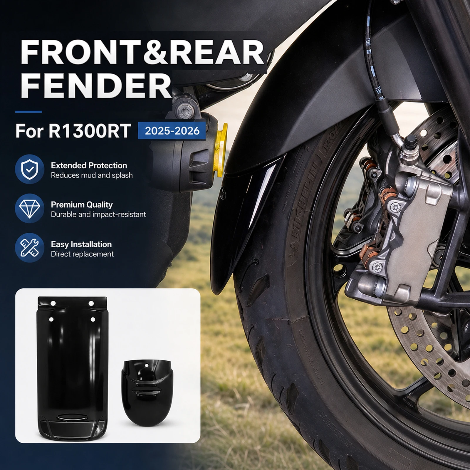 Mudguard Splash Guard Motorcycle Lengthen Front Fender Rear Front Wheel Extension Fender For BMW R 1300 RT 2025 R1300RT 2026