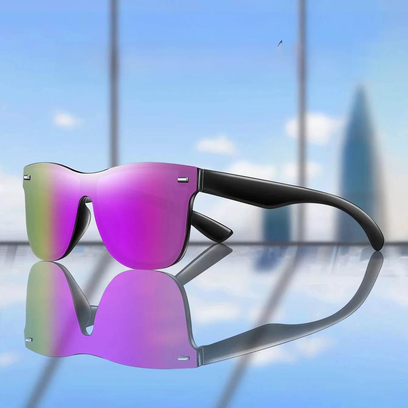 AliExpress NONE Men Women Square Sunglasses Over Size Outdoor Bicycle Road Windproof Goggles Driving Hiking Camping Classic Shades UV400