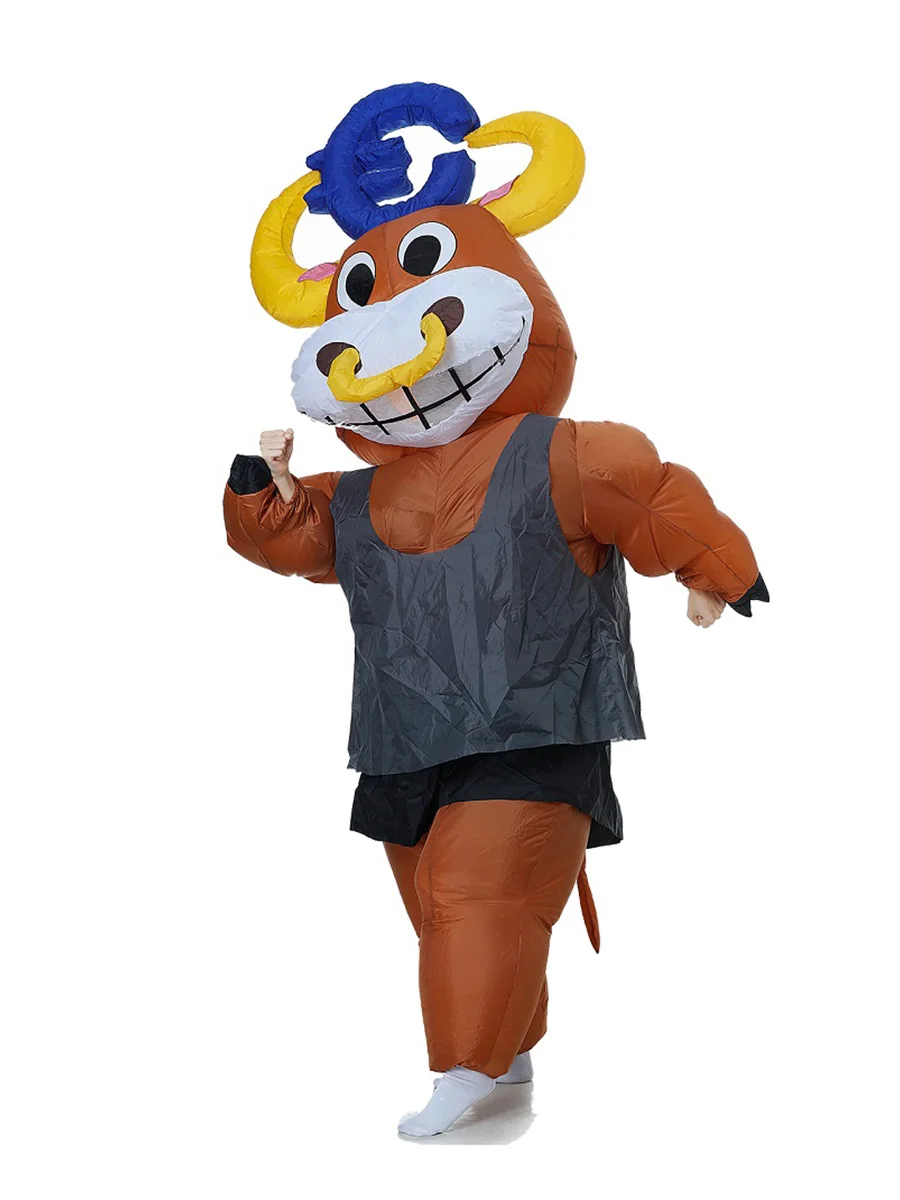 JYZCOS Cash Bull Cow Inflatable Costume for Adult Men Women Halloween Cosplay Eur Dollar Full Body Europe USA Money Cattle Cloth