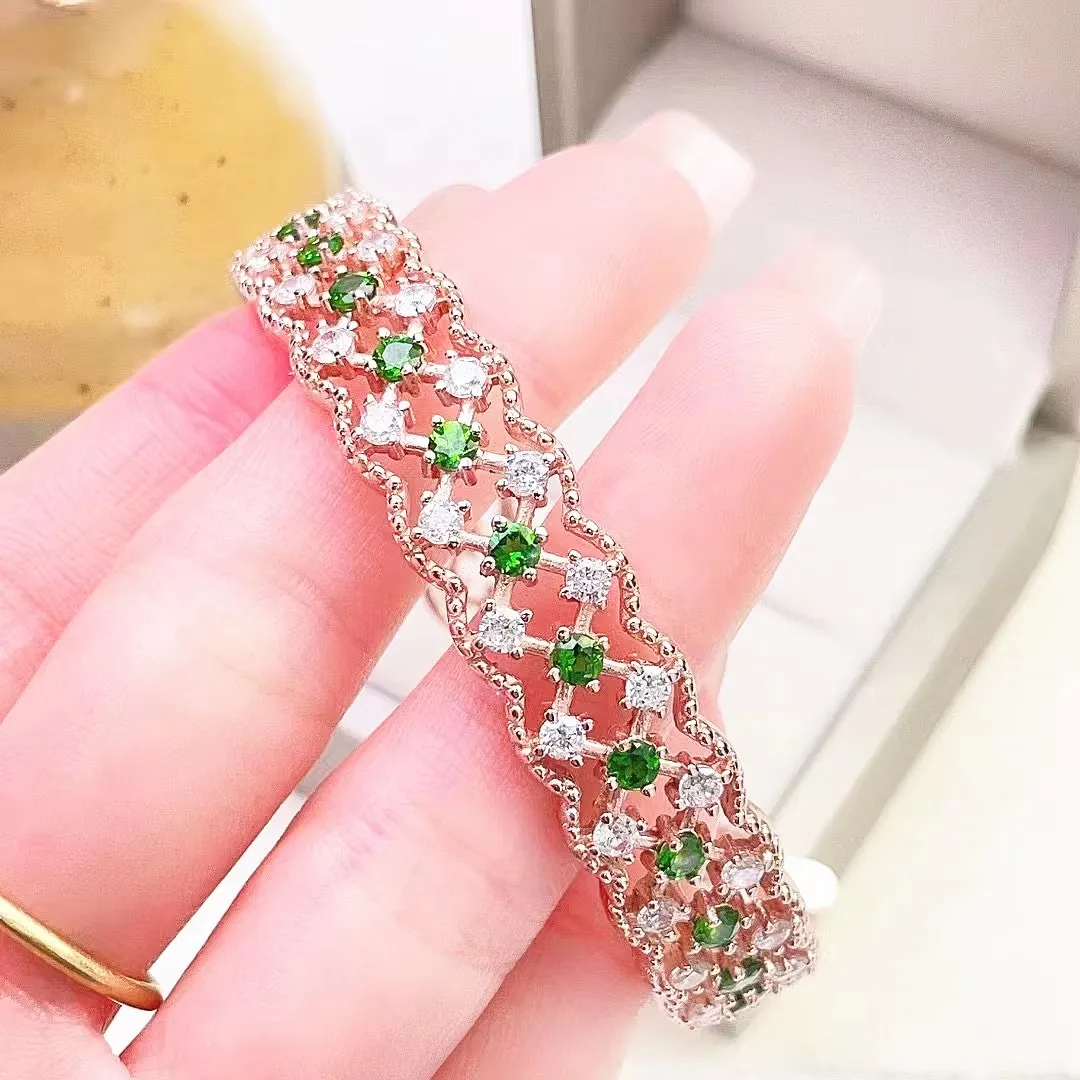 

Boutique Jewelry 925 Sterling Silver Natural Gem Diopside Bracelet Girl Party Gift Birthday New Year Valentine's Day Marriage