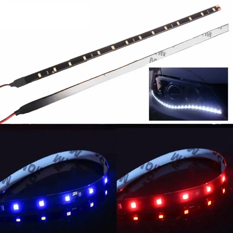 Bande lumineuse Led DRL 3528 1210 15SMD, 2x30cm, accessoire de voiture, lumière ambiante décorative, lumière d'ambiance jaune vert 12V blanc