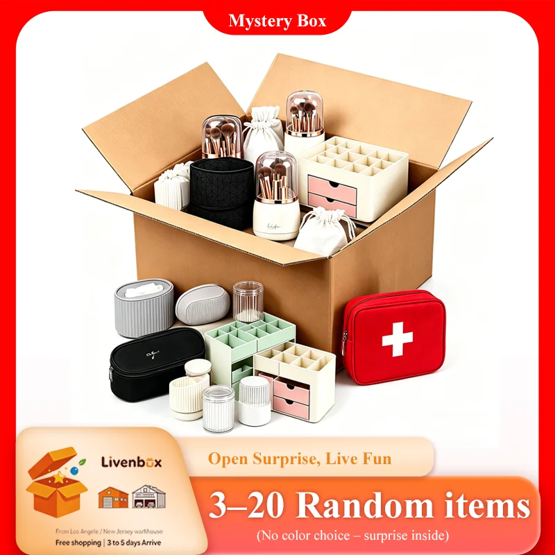 Mystery Box for Home Office, Random Organizer Supplies with Mixed Toys Kitchenware Storage Cases Fashion Jewelry, Unboxing for A