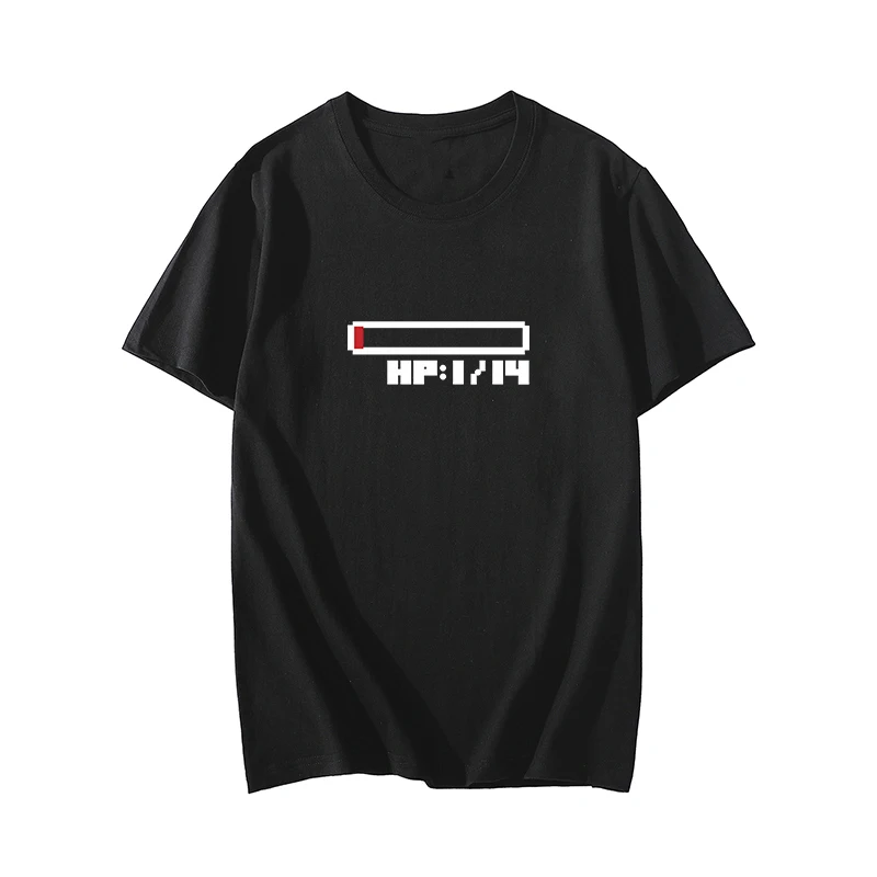 Anime Spiel HP100 Blood Bar Insufficient Blood Print Kurzarm T-shirt Junge Männer Und Frauen