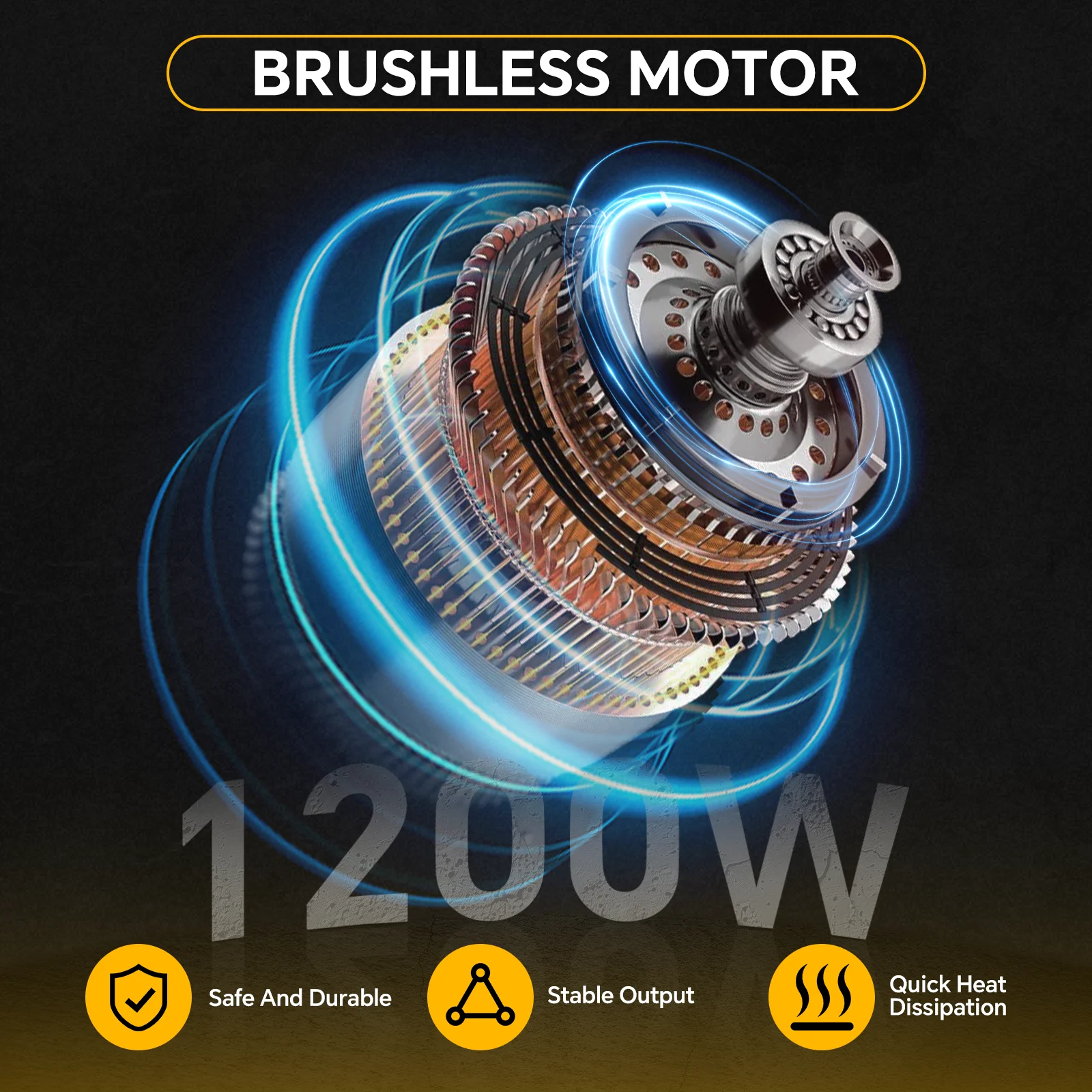 Brushless Cement Mixer 1200W 26000RPM Electric Concrete Mixer Portable Paint Mud Mixer with 6 Speed for Dewalt 20V Battery