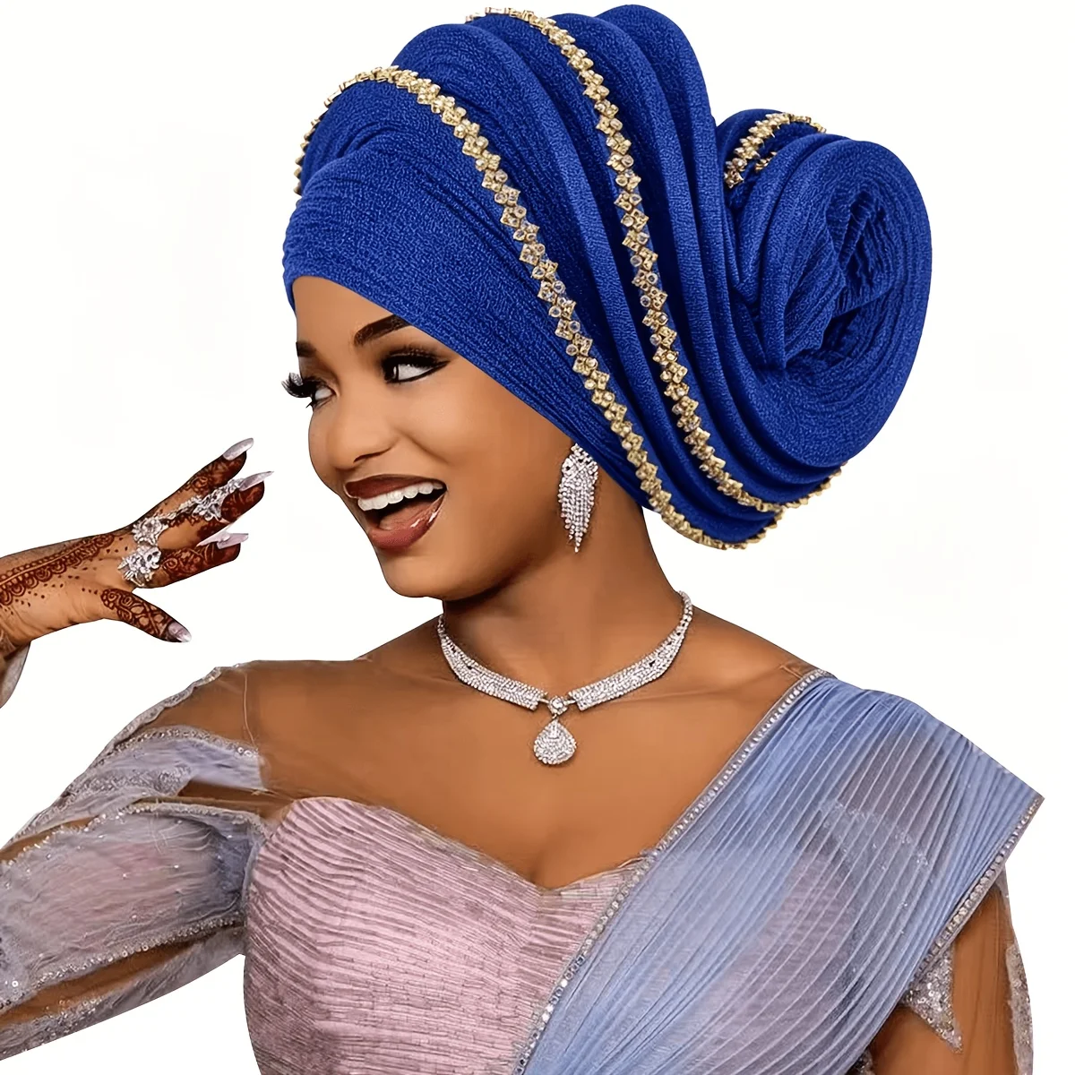 Women's Gele Headscarf, Automatic Braiding, Ready to Wear, Various Colors, Elegant Headwear for Church, Weddings, Parties & Dail