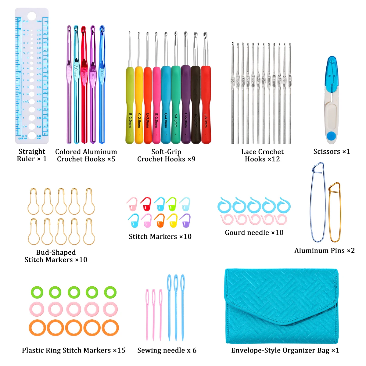 

1pc/multiple pcs lake blue storage bag crochet set DIY knitting set tools