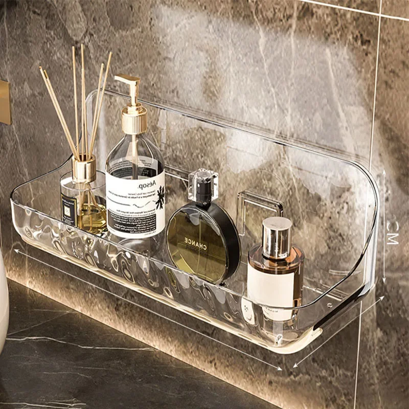 Bathroom Shelf Acryli No Drill Organizer Shower Storage Rack Washstand Cosmetics Storage Rack Wall Mounted Toilet Shampoo Holder