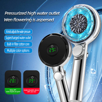 New LED Shower Head Temperature Digital Display Bathroom Shower High Pressure Handheld Showerhead with Adjustable Button