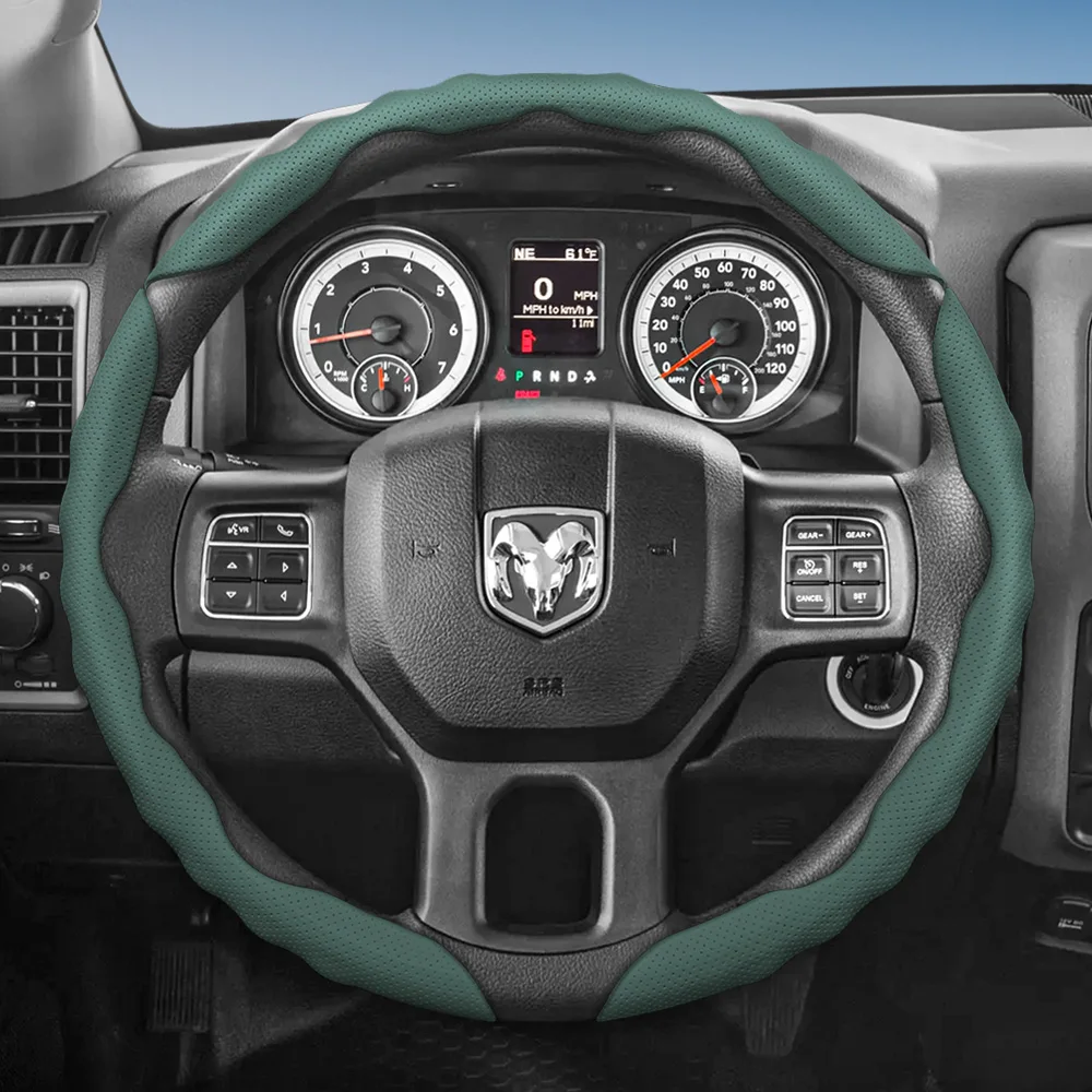 

Suitable for Ram Steering Wheel Cover Wave-Shaped Breathable Leather Pickup ProMaster Rampage 1500 2500 3500 4000 4500 5500 700
