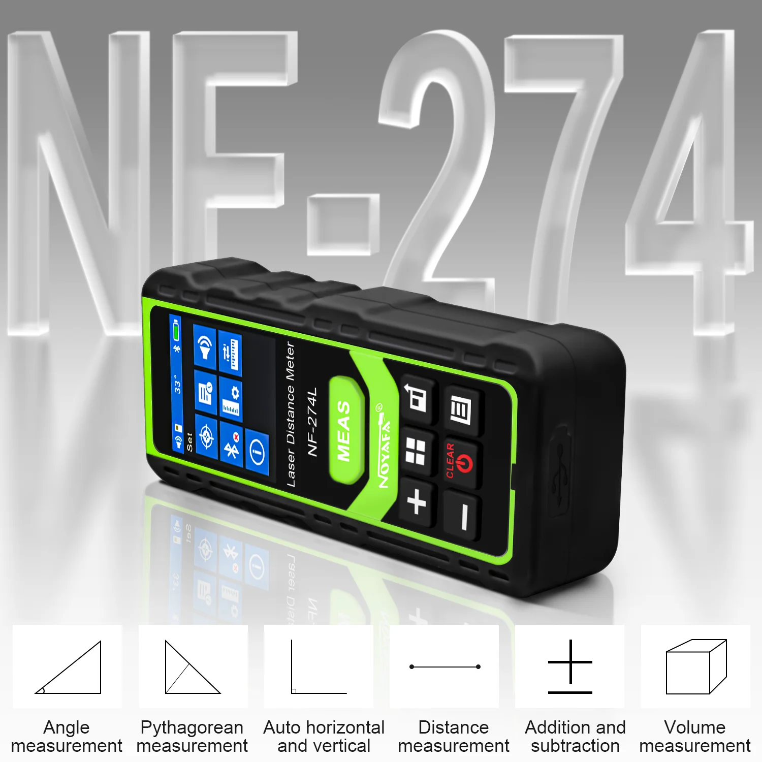 Noyafa Nf-274l Green Laser Distance Meter 60m Rangefinder Laser Range Tape Finder Measure Electronic Level Test Tools