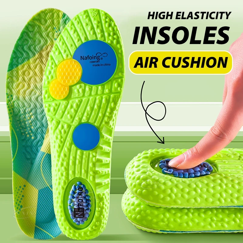 Sports Air Cushion High Elastic Running Insoles PU Shock-absorbing Soft Breathable Size 35-46