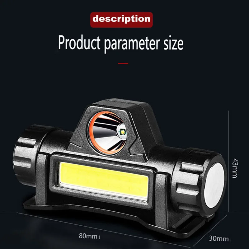 1-4buah lampu depan LED COB isi ulang baterai tanam senter kepala tahan air kuat magnetik untuk memancing mendaki luar ruangan