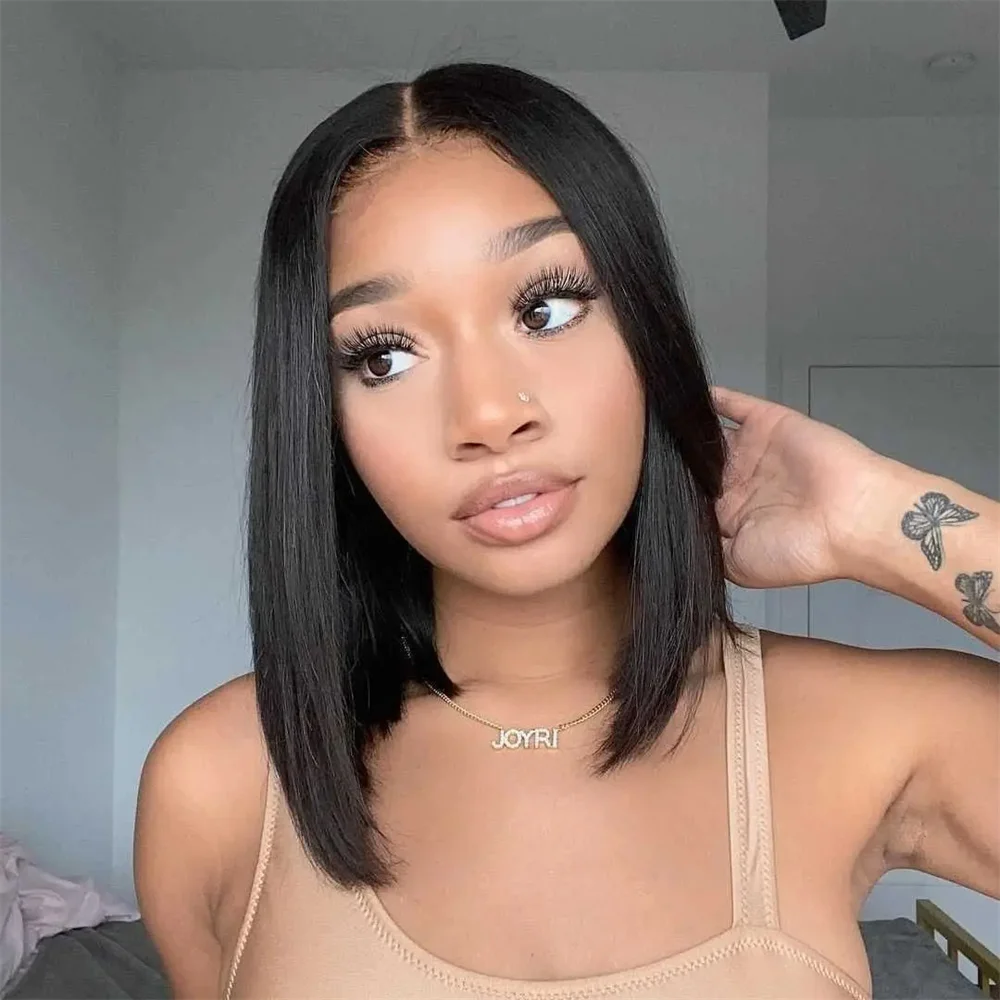 

100% Human Hair Wigs Transparent Straight Lace Bob Wig Human Hair 13x4 Hd Lace Front Wig Brizillian Hair Wigs For Women